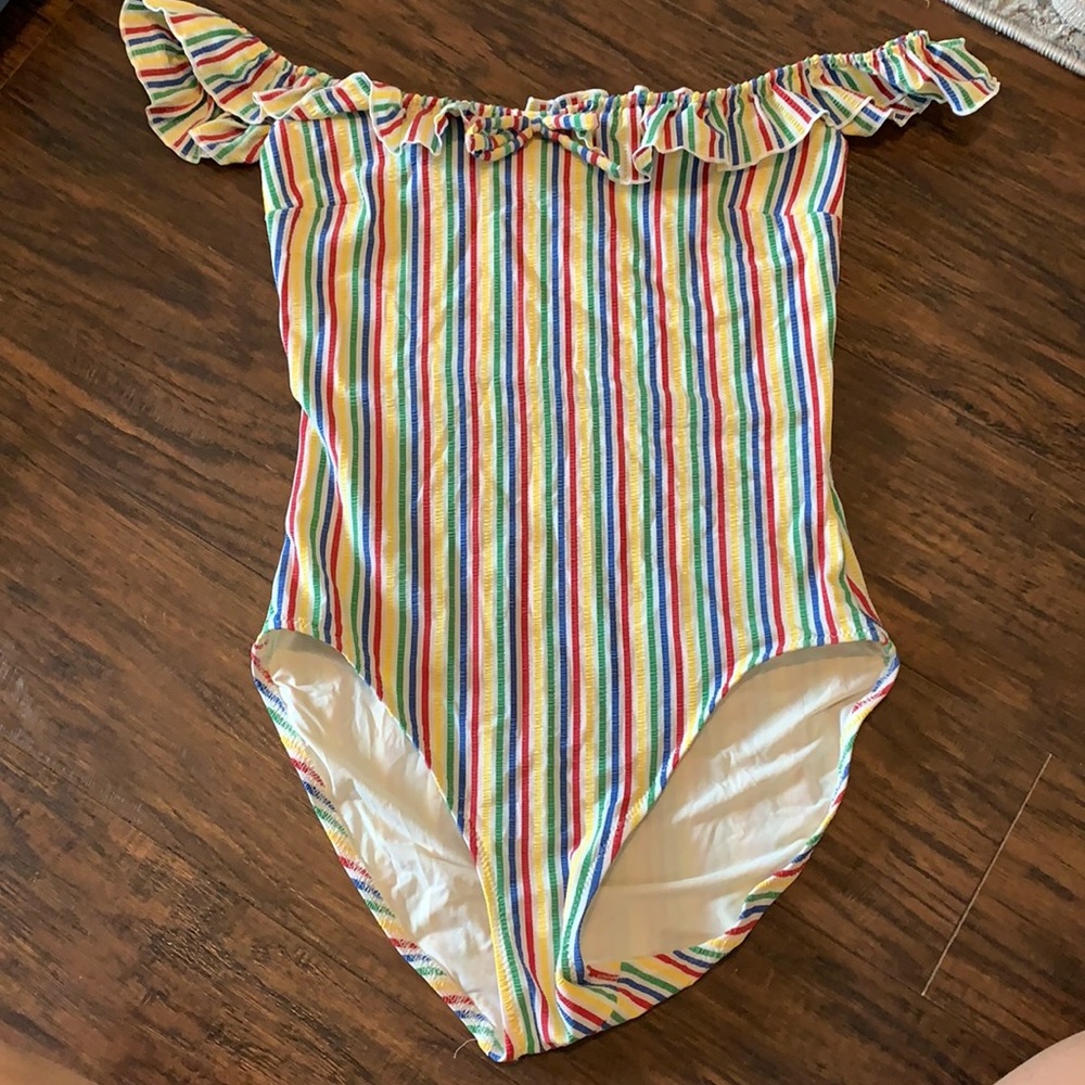 Solid and striped one piece swim